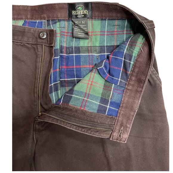 Redhead Flannel Lined Brown Outdoor Work Pants Size 40 X 30 - Picture 3 of 5